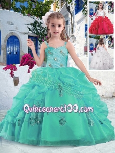 2016 Latest Ball Gown Straps Beading and BublesMini Quinceanera Dresses