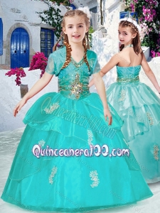 Fashionable Halter Top Turquoise Mini Quinceanera Dresses with Appliques