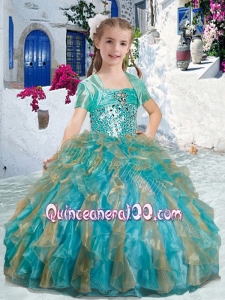 Sweet Spaghetti Straps Mini Quinceanera Dresses with Beading and Ruffles
