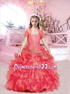 Exquisite Visible Boning Red Little Girl Pageant Dresses with Beading and Ruffles