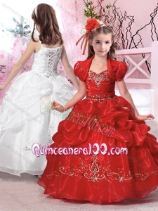 Hot Sale Straps Applique and Beaded Little Girl Pageant Dresses in Organza