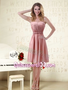 2015 Sassy Sweetheart Ruched Dama Dresses in Chiffon with Waistband
