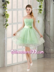 2015 A Line Sweetheart Lace Up Dama Dress in Apple Green