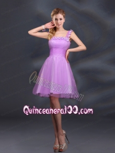 Elegant A Line Straps Lilac Dama Dresses with Appliques