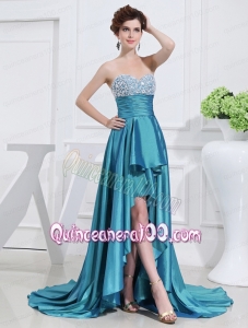 Sweetheart High-low Beading and Applique Taffeta Teal Mother of the Dress