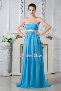 Exposed Back pleats Flowy Mother of the Dress Beading Brush Strapless Style