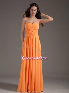 Orange Sweetheart Ruching Empire Long Mother of the Dress