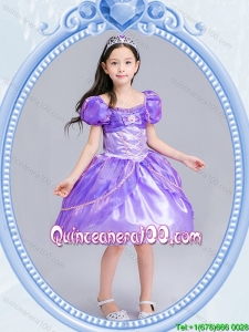 Halloween Perfect Square Beaded and Bowknot Little Girl Pageant Dress in Knee Length