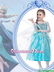 Pretty Princess V-neck Tea-length Long Sleeves Halloween Little Girl Pageant Dress with Beading