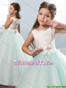 Exquisite Scoop Zipper Up Laced Bodice Little Girl Pageant Dress in Apple Green