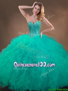 New Arrivals Beaded and Ruffles 2016 Quinceanera Gowns in Turquoise