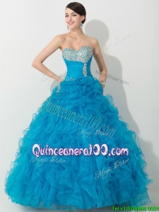 Top Princess Baby Blue Quinceanera Gown with Beading and Ruffles