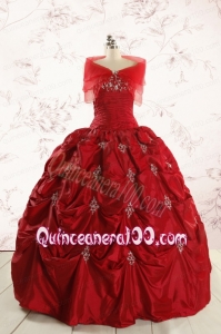 2015 Beautiful Sweetheart Appliques Quinceanera Dresses