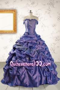 2015 Unique Purple Quinceanera Dresses with Brush Train