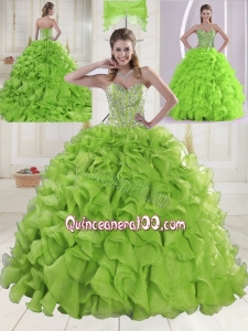 Popular Sweetheart Brush Train Quinceanera Gowns with Beading