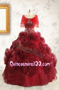New Style Ball Gown Wine Red Quinceanera Dresses for 2015