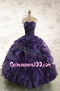 Elegant Sweetheart Appliques Purple Quinceanera Dress for 2015