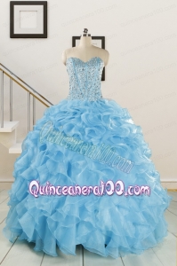 Luxurious Beading Aqua Blue Quinceanera Dresses for 2015