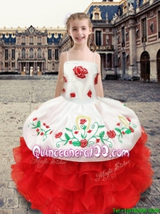 Wonderful Spaghetti Straps Little Girl Pageant Dress with Appliques and Ruffles