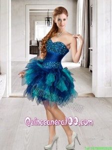 Affordable Beading and Ruffles Multi-color Dama Dress For 2015