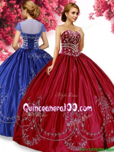 Classical Wine Red Quinceanera Dress with Beading and Embroidery