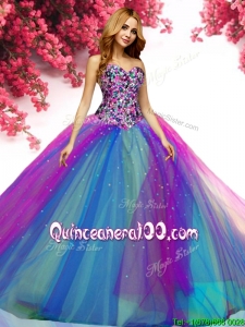 Modern Beaded Bodice Multi Color Quinceanera Dress with Sweetheart