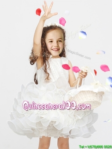 New Arrivals Organza Short Flower Girl Dress with Lace and Ruffles