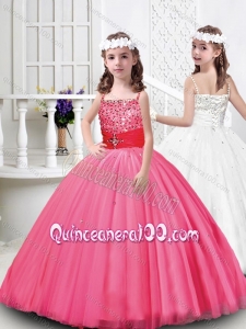 Lovely Tulle Straps Beaded Mini Quinceanera Dress with Lace Up