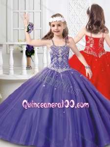 Modest Straps Beaded Mini Quinceanera Dress in Tulle