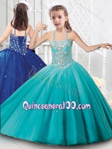 New Style Tulle Beaded Mini Quinceanera Dress with Spaghetti Straps