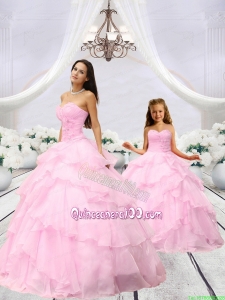 Popular Beading and Ruching Baby Pink Princesita Dress for 2015