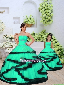 2015 Modest Beading and Ruching Princesita Dress in Turquoise