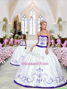 Unique Embroidery White and Purple Princesita Dress for 2015