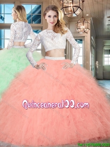 Lovely Two Piece Beaded and Ruffled Quinceanera Dress in Tulle and Lace