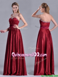 Classical Empire Sweetheart Wine Red Dama Dress with Beaded Top