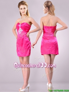 Discount Applique with Beading and Rhinestoned Dama Dress in Hot Pink