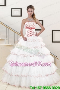 Pretty Ruffeld Layers 2015 Quinceanera Dresses with Appliques