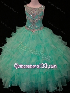 New Arrivals Mint Scoop Little Girl Pageant Dress with Beading and Ruffled Layers