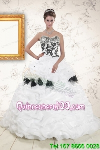 Hot White Sweet 15 Dresses with Pick Ups and Hand Made Flowers