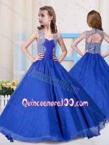 Beautiful Ball Gowns Straps Blue Mini Quinceanera Dress with Beading