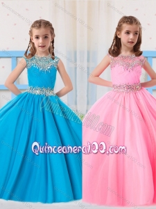 Pretty Ball Gowns Scoop Beading Baby Blue and Baby Pink Short Sleeves Mini Quinceanera Dress