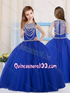 Royal Blue Ball Gowns Scoop Organza Mini Quinceanera Dress with Beading