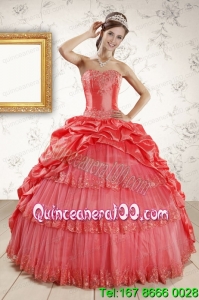Appliques Beautiful Quinceanera Dresses in Watermelon
