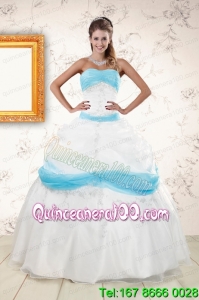 White and Baby Blue Ball Gown Beautiful Quinceanera Dresses for 2015
