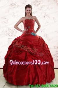 2015 Beaded Strapless Beautiful Quinceanera Dresses with Pick Ups
