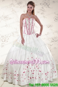 2015 Perfect Strapless Quinceanera Dresses with Appliques
