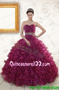 Beading and Ruffles The Most Popular Burgundy Elegant Quinceanera Gown