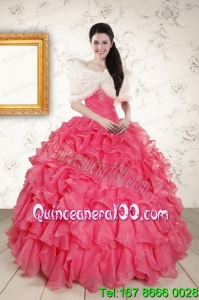 Perfect Beading and Ruffles Hot Pink Quinceanera Dresses with Strapless