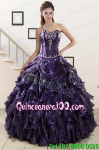 Perfect Sweetheart Purple Quinceanera Dresses with Appliques