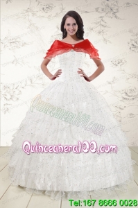 White Ball Gown Beautiful Quinceanera Dresses with Sequins and Ruffles